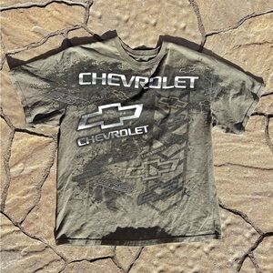 AOP Chevrolet Gray Y2K Grunge Graphic T-Shirt Size L/XL
